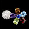 Image 1 : AMETHYST, CITRINE, KYANITE, MOZAMBIQUE GARNET, PERIDOT, SKY BLUE TOPAZ RING in 14K White Gold plated