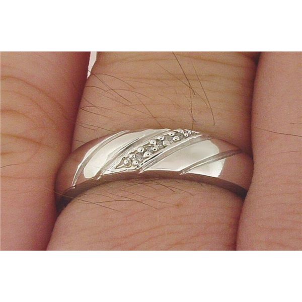 0.23ct Man Diamond Anniversary Band 10k White Gold Plated in 925 Sterling Silver â€[x=#8220