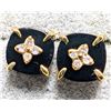 Image 2 : Silver Black Obyx And Diamond Earrings, Suggested Retail Value $120