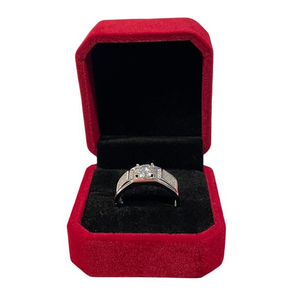 1.00 CT GRA Certified Round Brilliant Cut Moissanite Stone VVS D Color Set In Center With 56 Round C