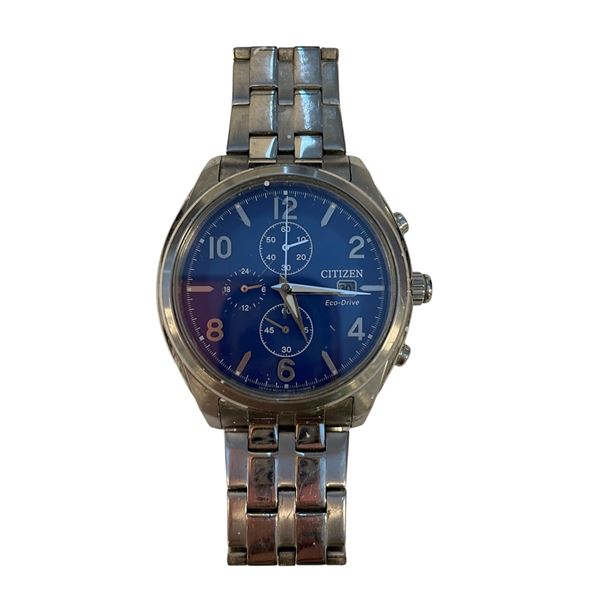 Citizen Mens Eco-Drive Blue Chronograph Dial Bracelet Watch