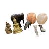 Image 2 : Assorted Decorative Collection:  Buddha Statues, Elephant Figurines, Salt Candle Holders & More