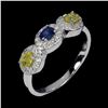 Image 2 : SAPPHIRE Ring in 14K White Gold plated 925 Sterling Silver - Size 8 - Appraised Replacement Value CA