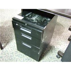 3 Drawer Rolling Black Pedestal