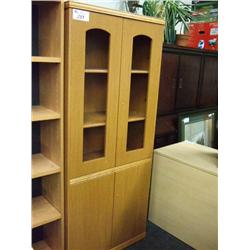 Golden Oak Glass Door Cabinet