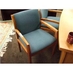 Golden Oak Frame Blue Client Chair