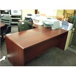 Mahogany L-shape Double Pedestal Desk