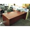 Image 1 : Mahogany L-shape Double Pedestal Desk