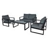 Image 1 : Hampton Bay Barclay Metal 4 pk Deep Seating Set-Grey