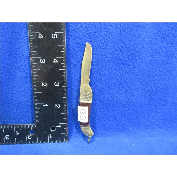 Vintage Brass Blade Folding Pocket Knife - 1 3/4" Blade