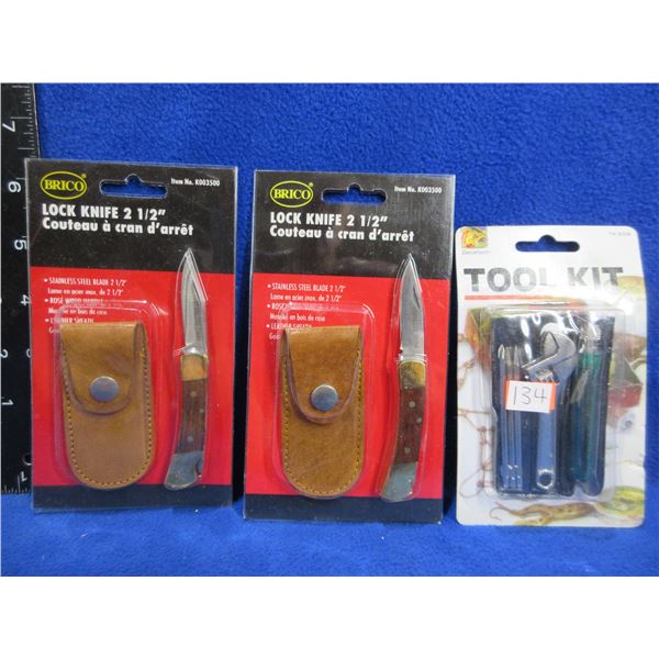 NEW - 2 Brico Knives and a Mini Tool Kit