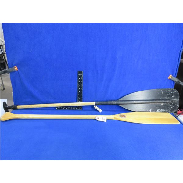 2 Boat Paddles - Wood 47", Wood & Plastic 53"