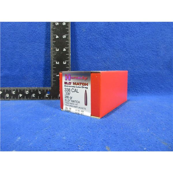 NEW - 338 Cal. .338" 285gr ELD Match Hornady Bullets