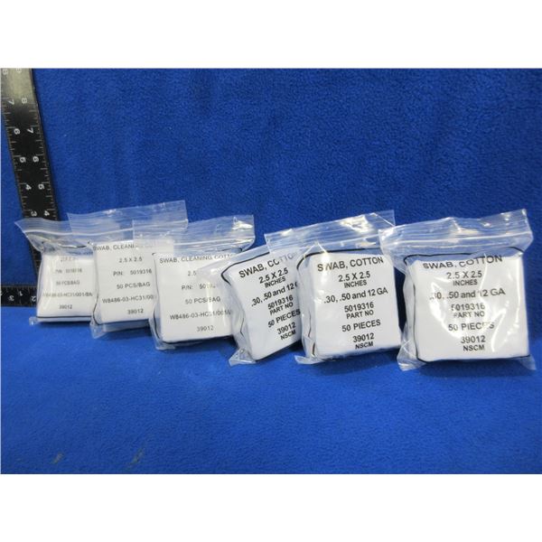 NEW - Cotton Swabs - 2.5" x 2.5" - 6 Packs of 50
