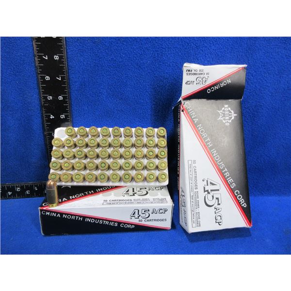 45 ACP 230gr FMJ Norinco Cartridges - 2 Boxes of 50