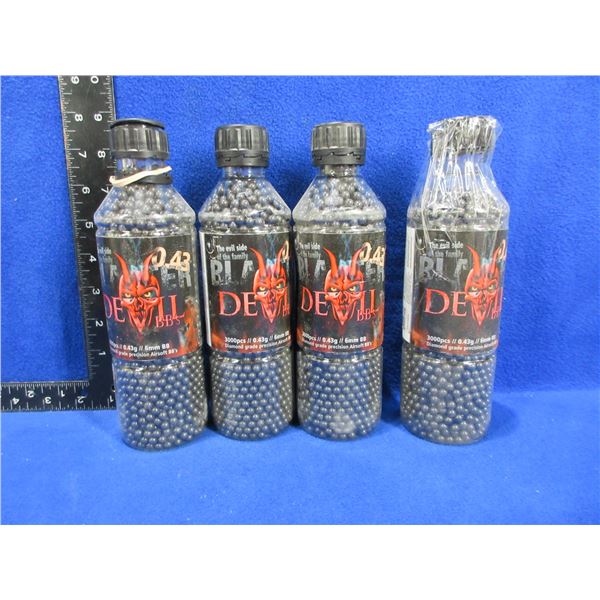 Blaster Devil Airsoft BB's - 0.43g/6mm BB - 4 Bottles of 3000