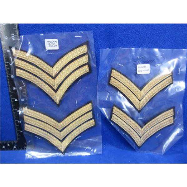 4 Military Gold Mylar Chevrons - Sargeant & Corporal Rank