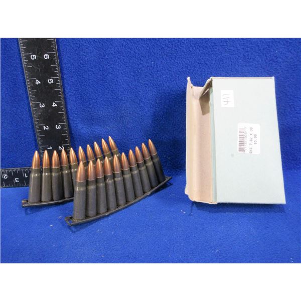 7.62X39 SKS Military Cartridges on Stripper Clips - Box of 20