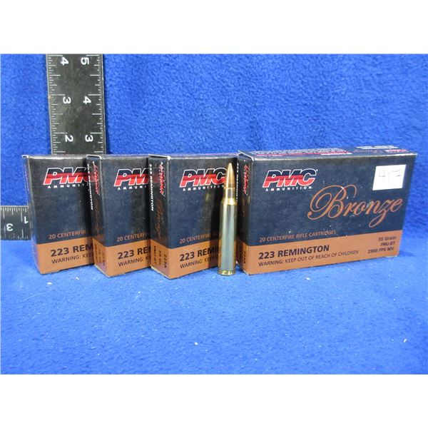 223 Rem. 55gr FMJ BT PMC Bronze Cartridges