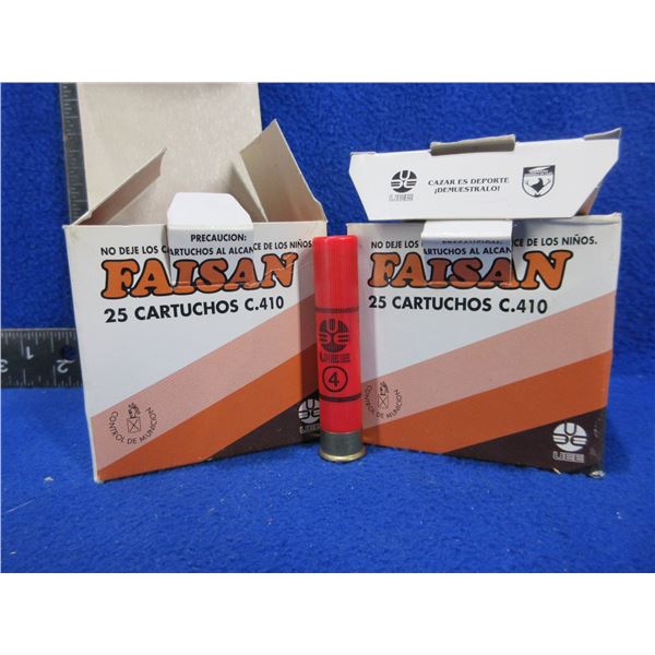 410 Ga. 2 1/2" 4 Shot Faisan Shotshells - 2 Boxes of 25