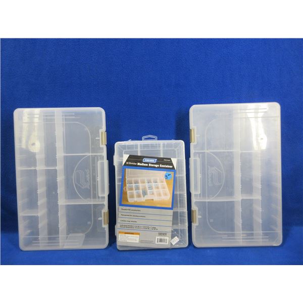 3 Plastic Storage Containers with Dividers
