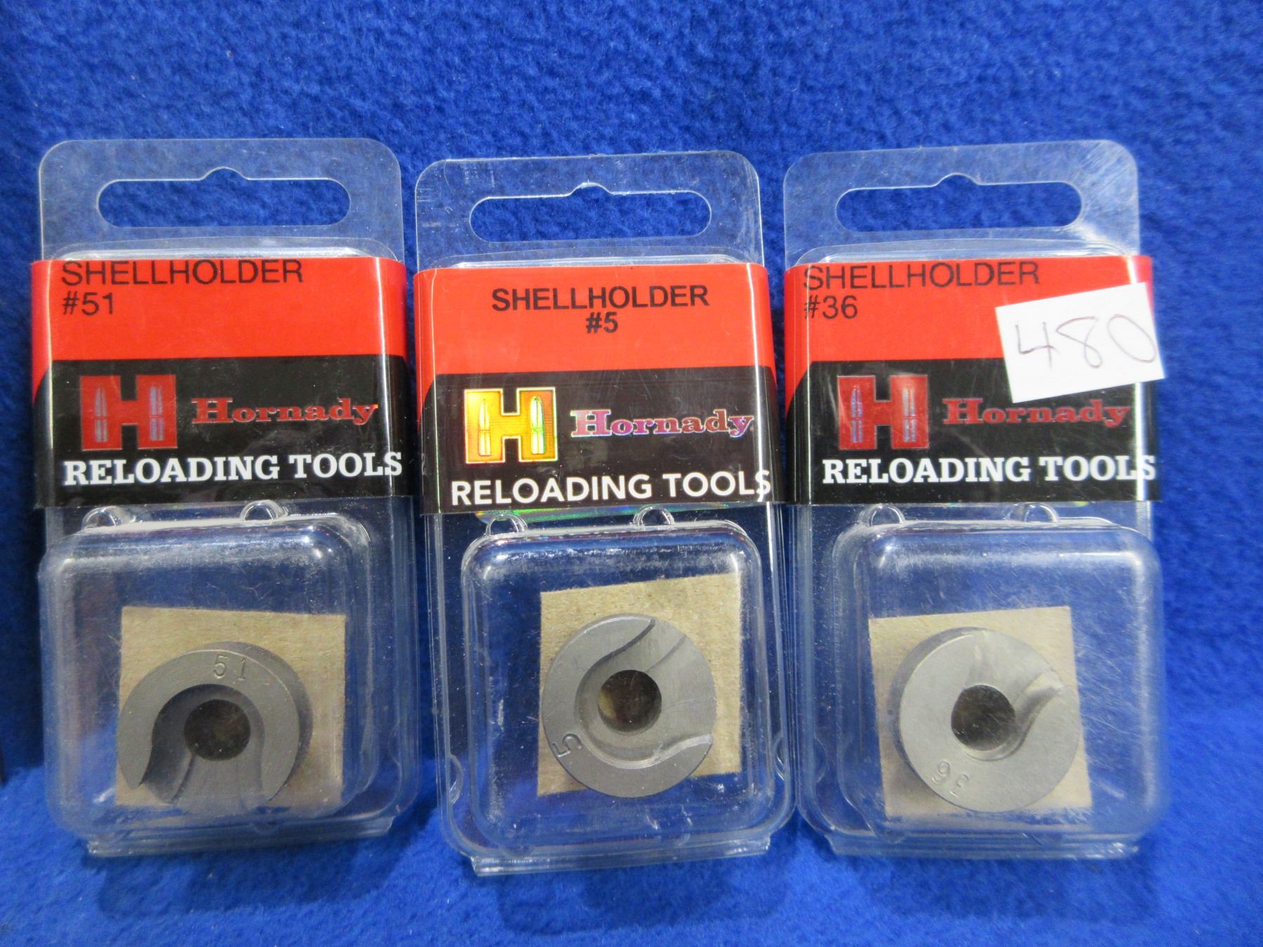 NEW - 3 Hornady Shell Holders - #'s 5, 36 and 51