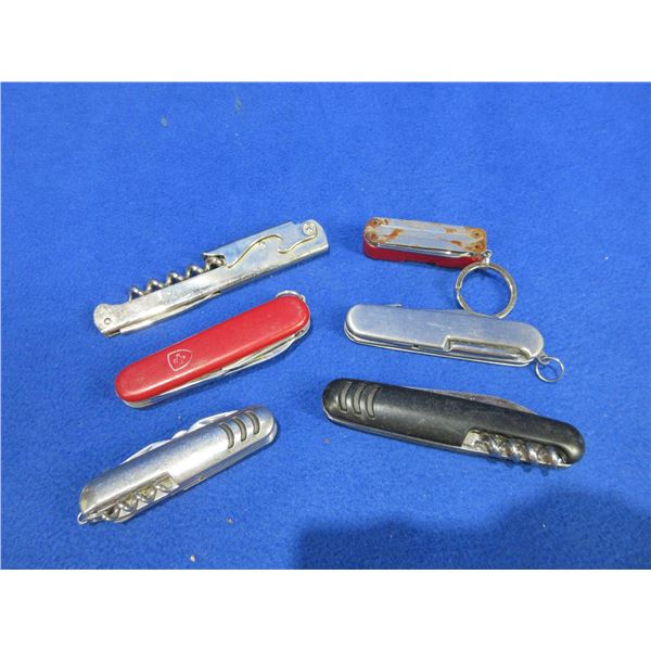 Lot of 6 Key Chain/Swiss Style Folding Pocket Knives