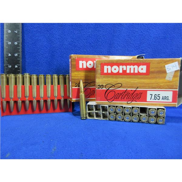 7.65 Arg. 150gr SP Norma Cartridges - Box of 20, Box of 14