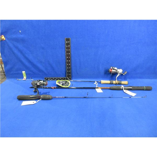 2 Ice Fishing Rods with Reels & Ugly Stick Fishing Rod