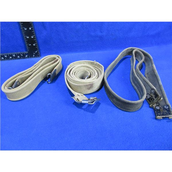 2 Military Web Rifle Slings and 1 Military Web Waist Belt