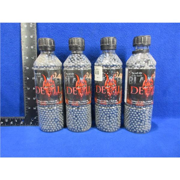 Blaster Devil Airsoft BB's - 0.40g/6mm BB - 4 Bottles of 3000
