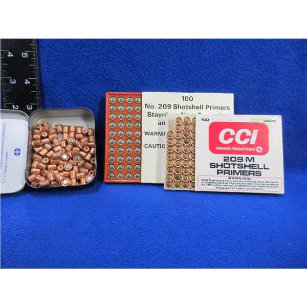 Lot of No. 209 Primers - Box of 100, Box of 99, Tin of 94
