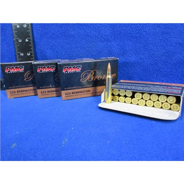 223 Rem. 55gr FMJ BT PMC Bronze Cartridges