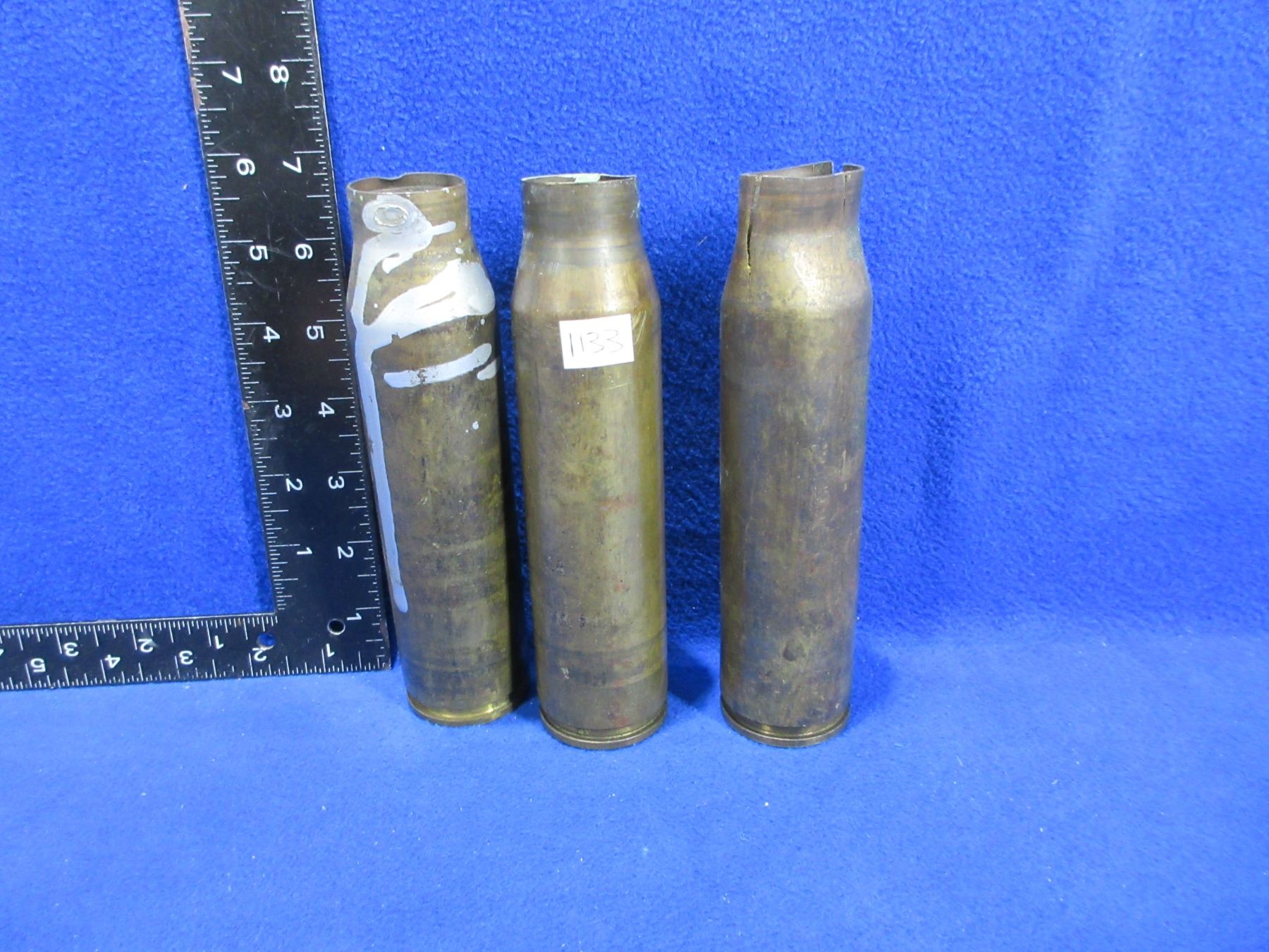 Lot of 3 - 30MM Brass Shell Casings