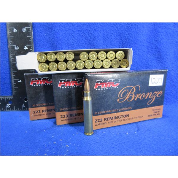 223 Rem. 55gr FMJ BT PMC Bronze Cartridges
