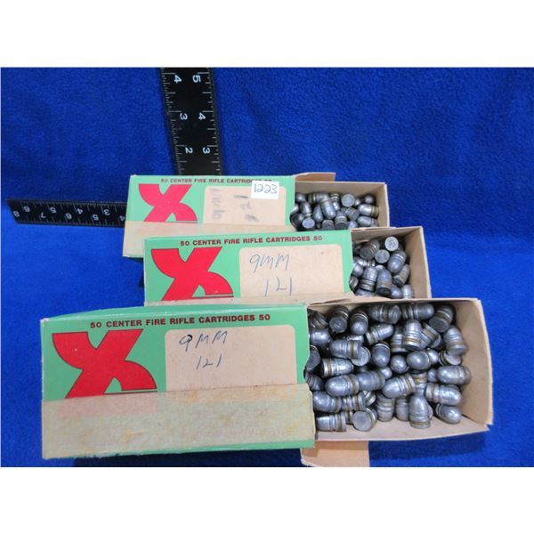 9MM RN Lead Bullets - 3 Boxes of Approx. 100