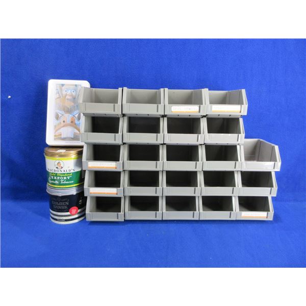 24 Stacking Storage Containers (Parts Bins) & 3 Tins