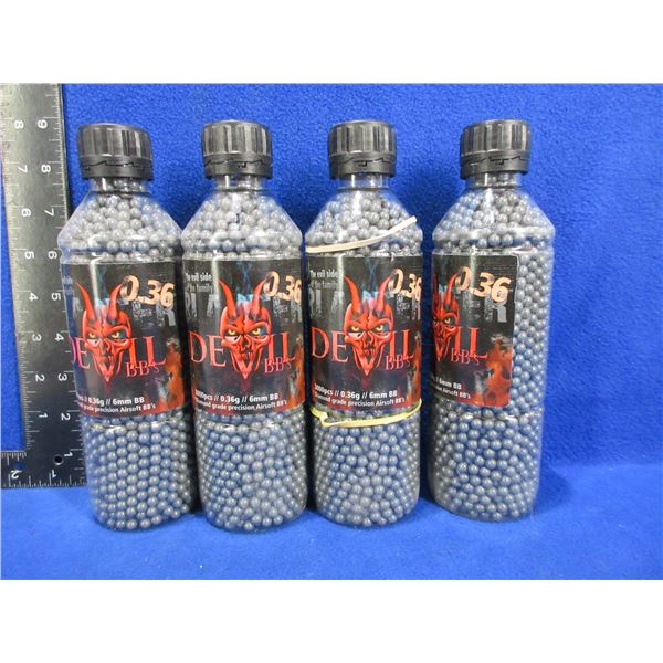 Blaster Devil Airsoft BB's - 0.36g/6mm BB - 4 Bottles of 3000