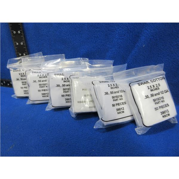 NEW - Cotton Swabs - 2.5" x 2.5" - 6 Packs of 50