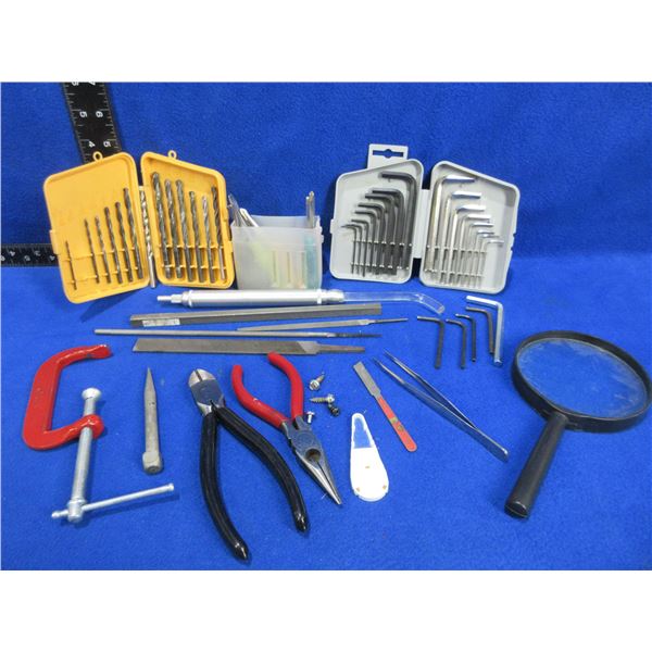 Lot of Misc. Tools - Drill Bits, Allan Keys, Bore Light, Etc.