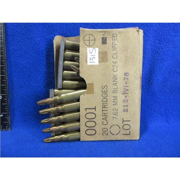 7.62MM (Nato) Blank C24 Cartridges on Clipper Strips