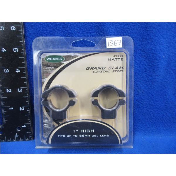 NEW - Weaver Grand Slam 1" High Rings, Matte, # 49205