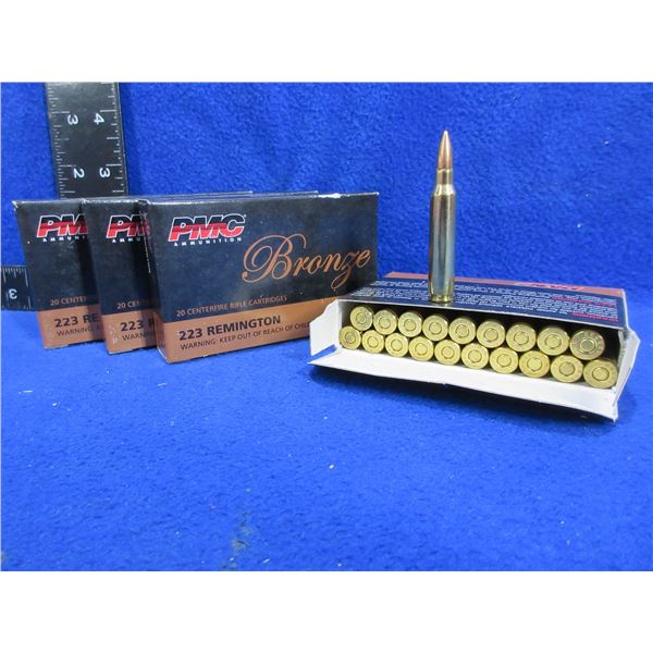 223 Rem. 55gr FMJ BT PMC Bronze Cartridges