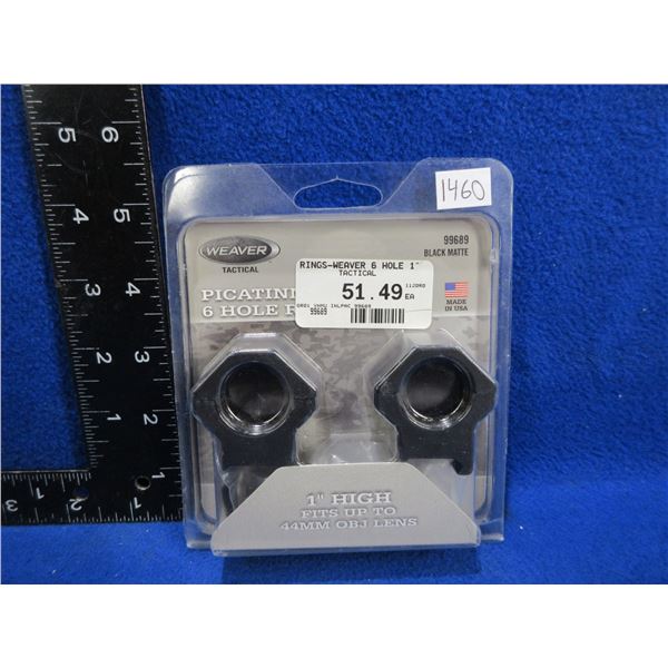 NEW - Weaver 6 Hole 1" Tactical Picatinny High Rings