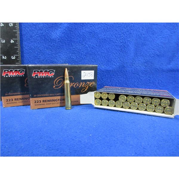 223 Rem. 55gr FMJ BT PMC Bronze Cartridges