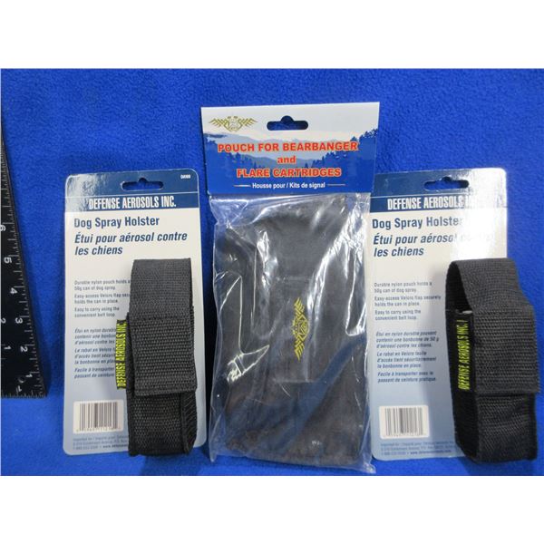 2 Dog Spray Holsters and Pouch for Bearbanger & Flares
