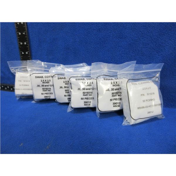 NEW - Cotton Swabs - 2.5" x 2.5" - 6 Packs of 50