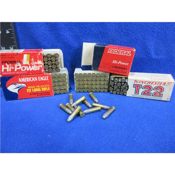22LR Mixed Cartridges - 3 Boxes of 50, Box of 40, Bag of 11