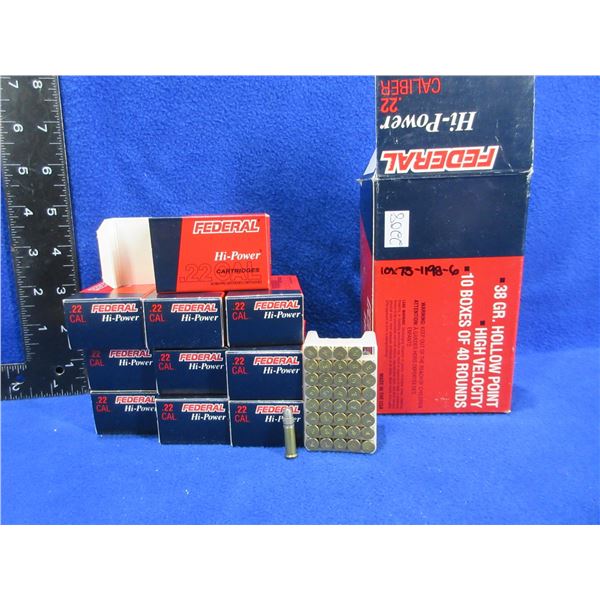 22 LR 38gr Lead HP HV Federal Hi-Power Cartridges