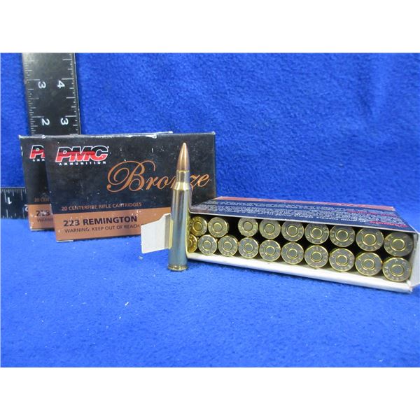 223 Rem. 55gr FMJ BT PMC Bronze Cartridges